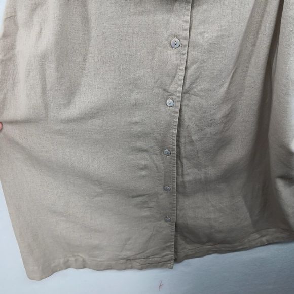 Tahari Linen Explorer Style Button-Up Dress SZ S Belt Pockets Midi Short Sleeve - Picture 9 of 16
